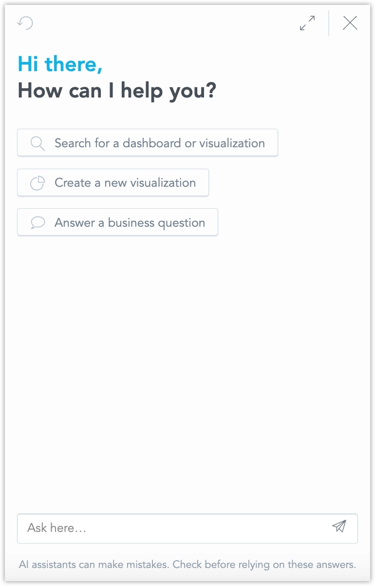 Screenshot of a newly opened, empty ai assistant dialog.