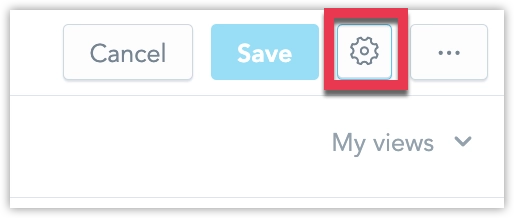 Screenshot highlighting the dashboard settings button in the top right corner of a dashboard that is being edited.