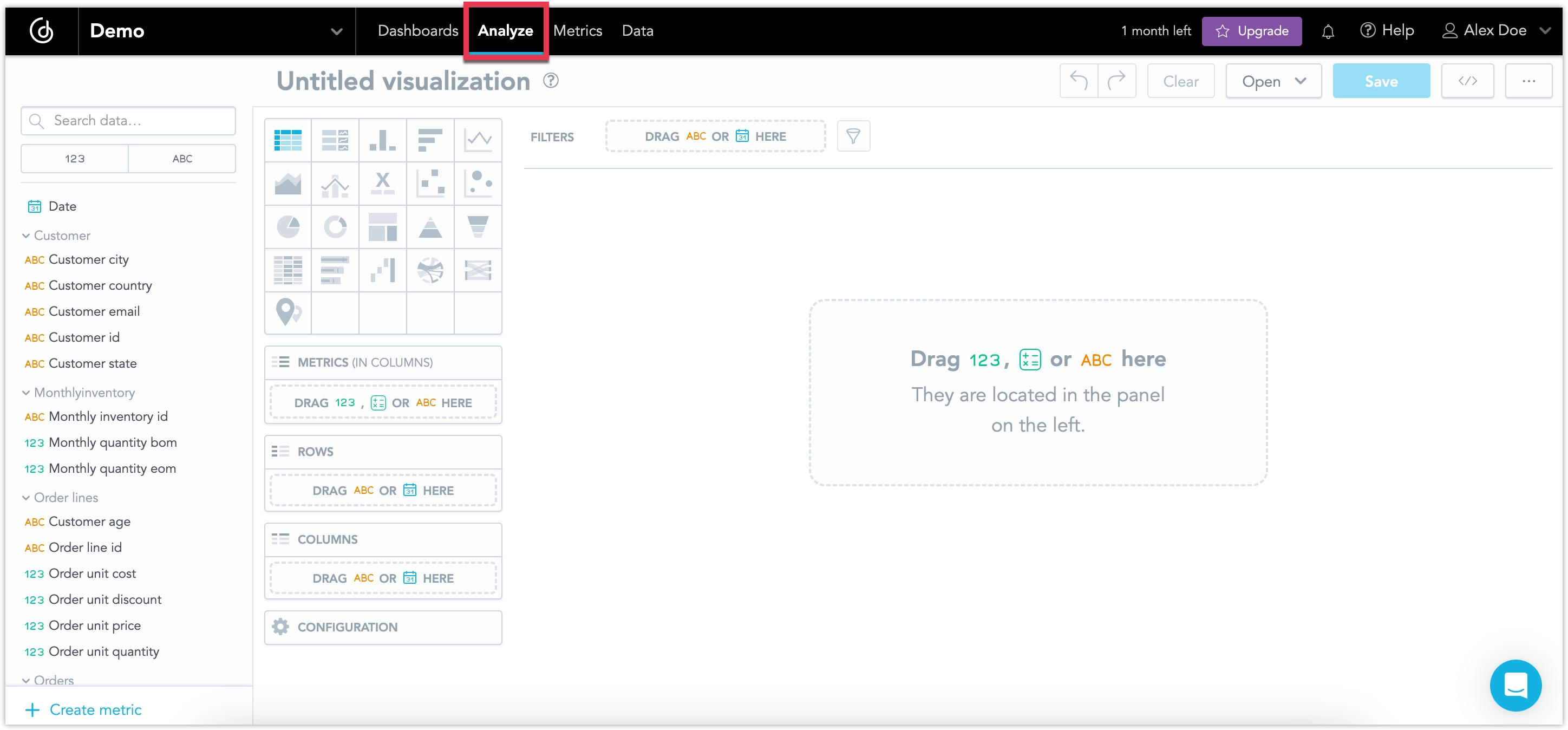 The Analyze tab selected.
