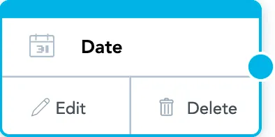 Visual representation of a date dataset within the Logical Data Model. It uses a blue frame and contains a Date object marked by a calendar icon.