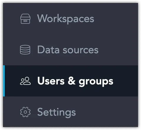 The home page left-hand menu with the Users & groups tab selected.